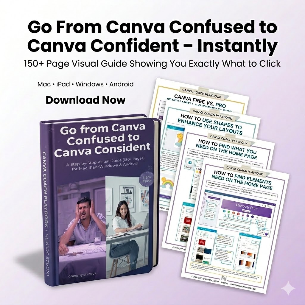 Learn Canva the easy way with this 150+ page step-by-step visual guide. Perfect for beginners on Mac, Windows, iPad & mobile. Instant download. Lifetime updates.